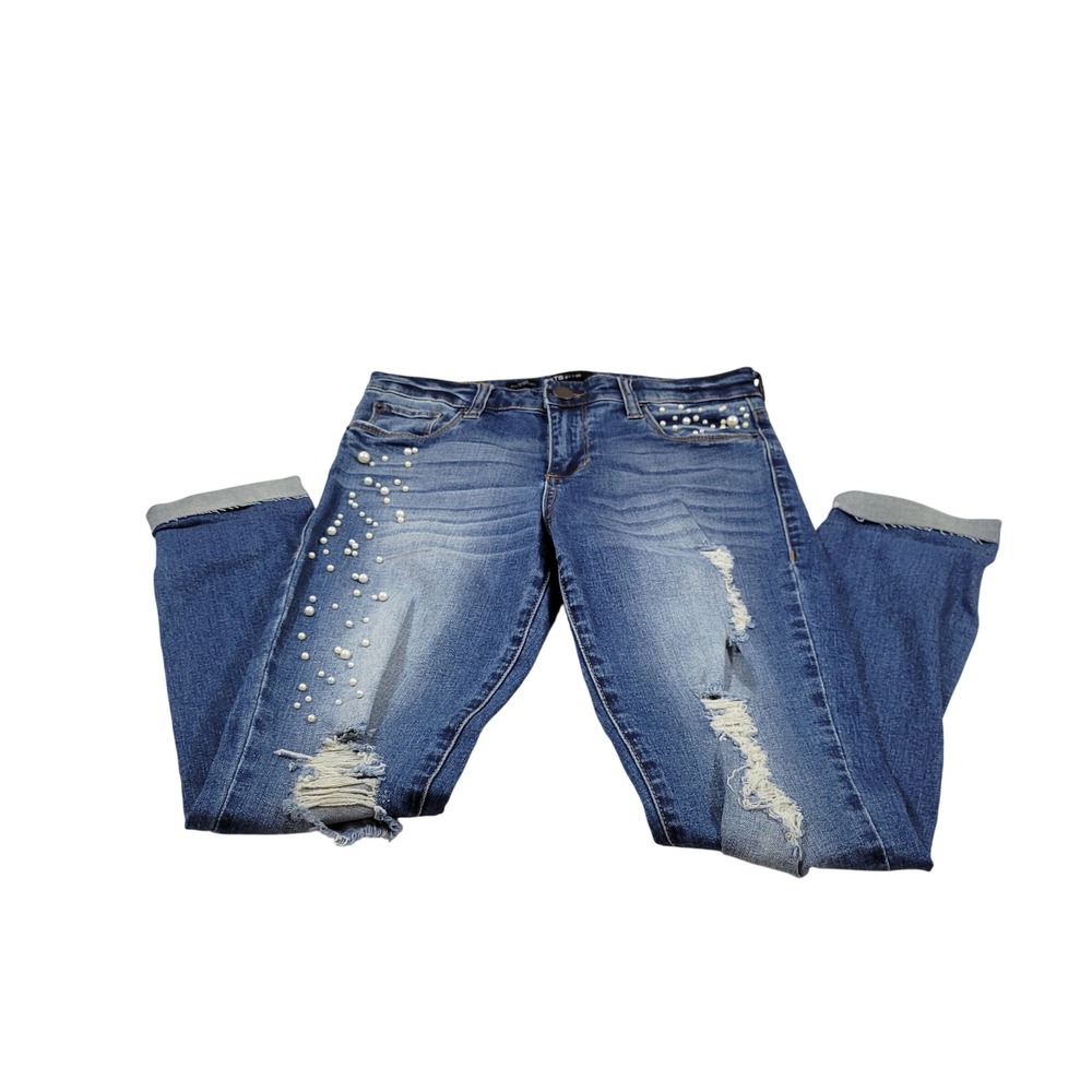 STS Blue Piper Ankle Skinny Jeans Womens 27 Blue Excellent Distressed Pearl Gem‎